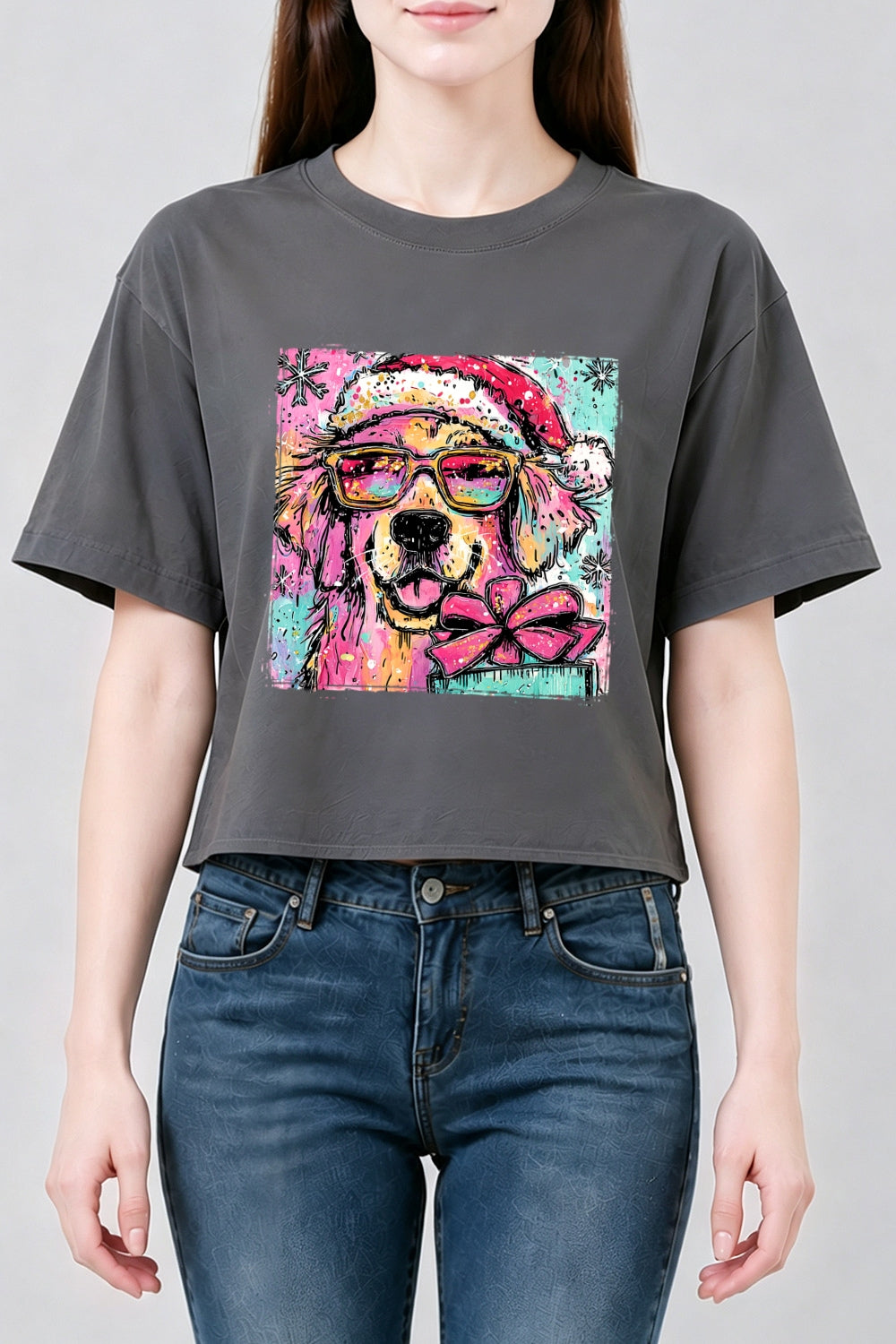 Cute christmas golden retriever crop top