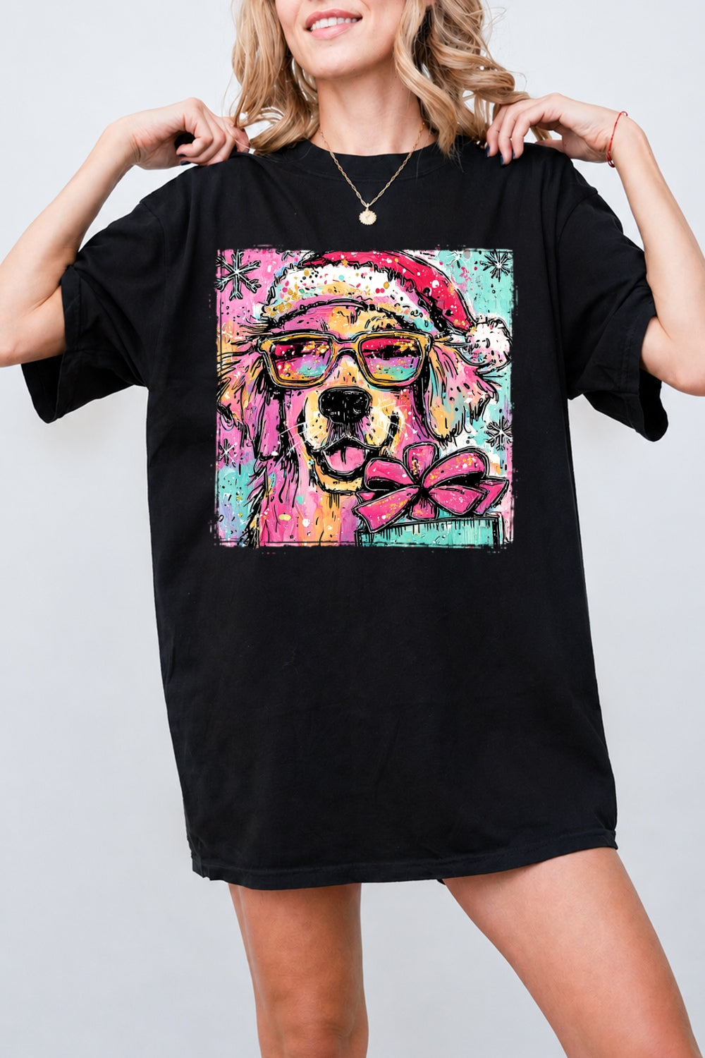Cute christmas golden retriever tee