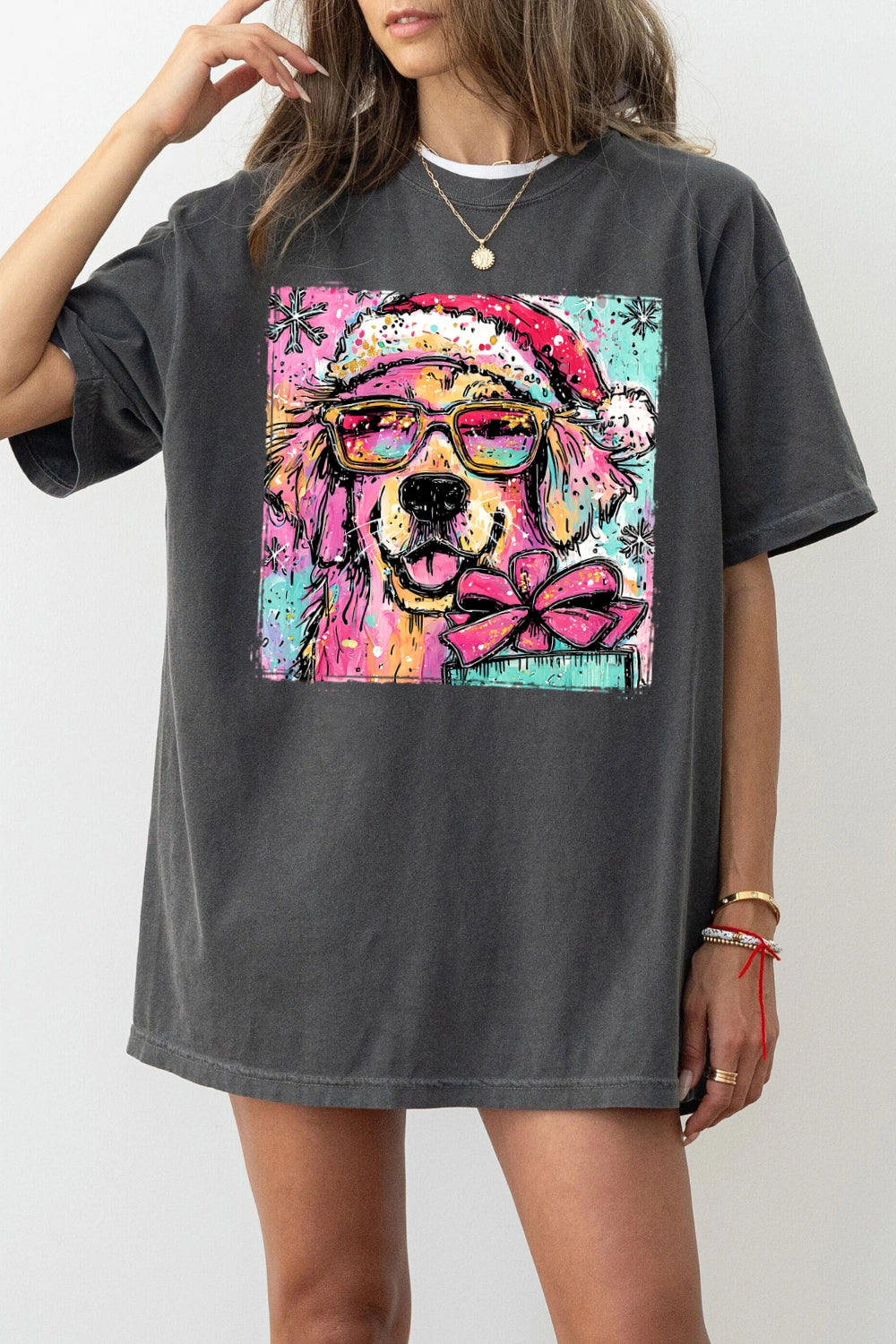 Cute christmas golden retriever tee