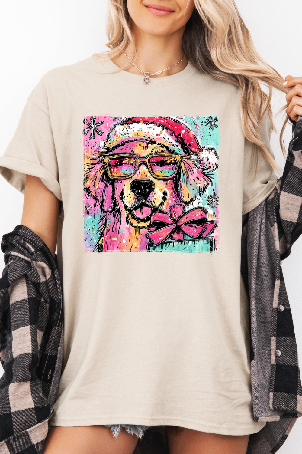Cute christmas golden retriever tee