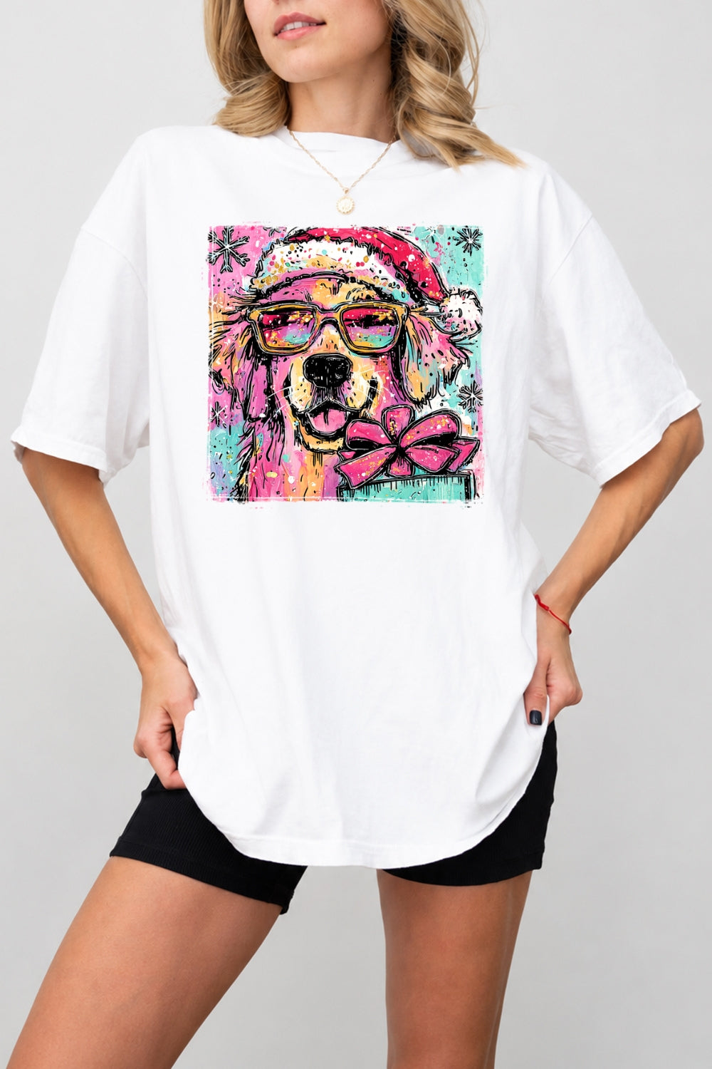Cute christmas golden retriever tee