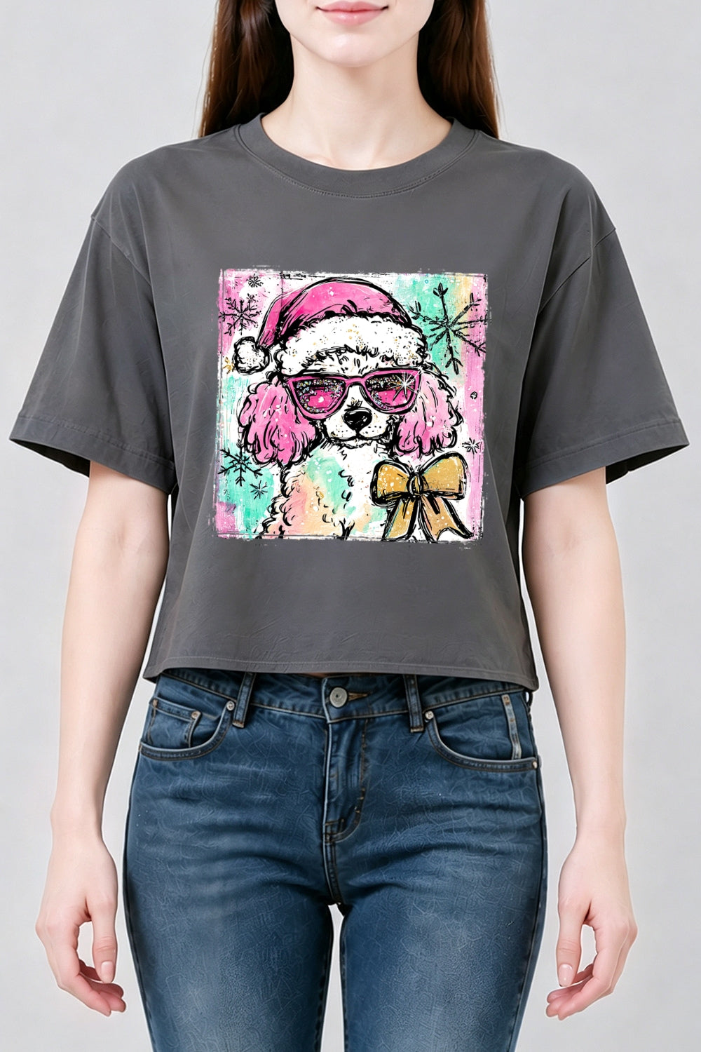 Cute christmas poodle crop top