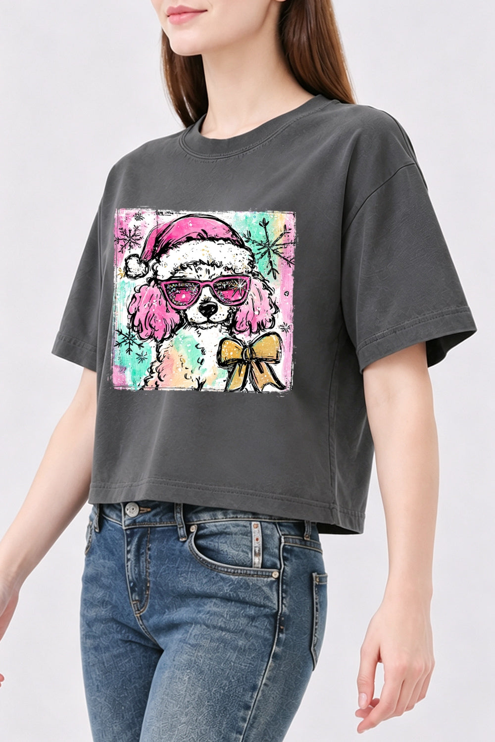 Cute christmas poodle crop top