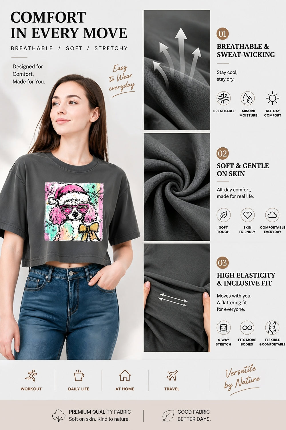 Cute christmas poodle crop top