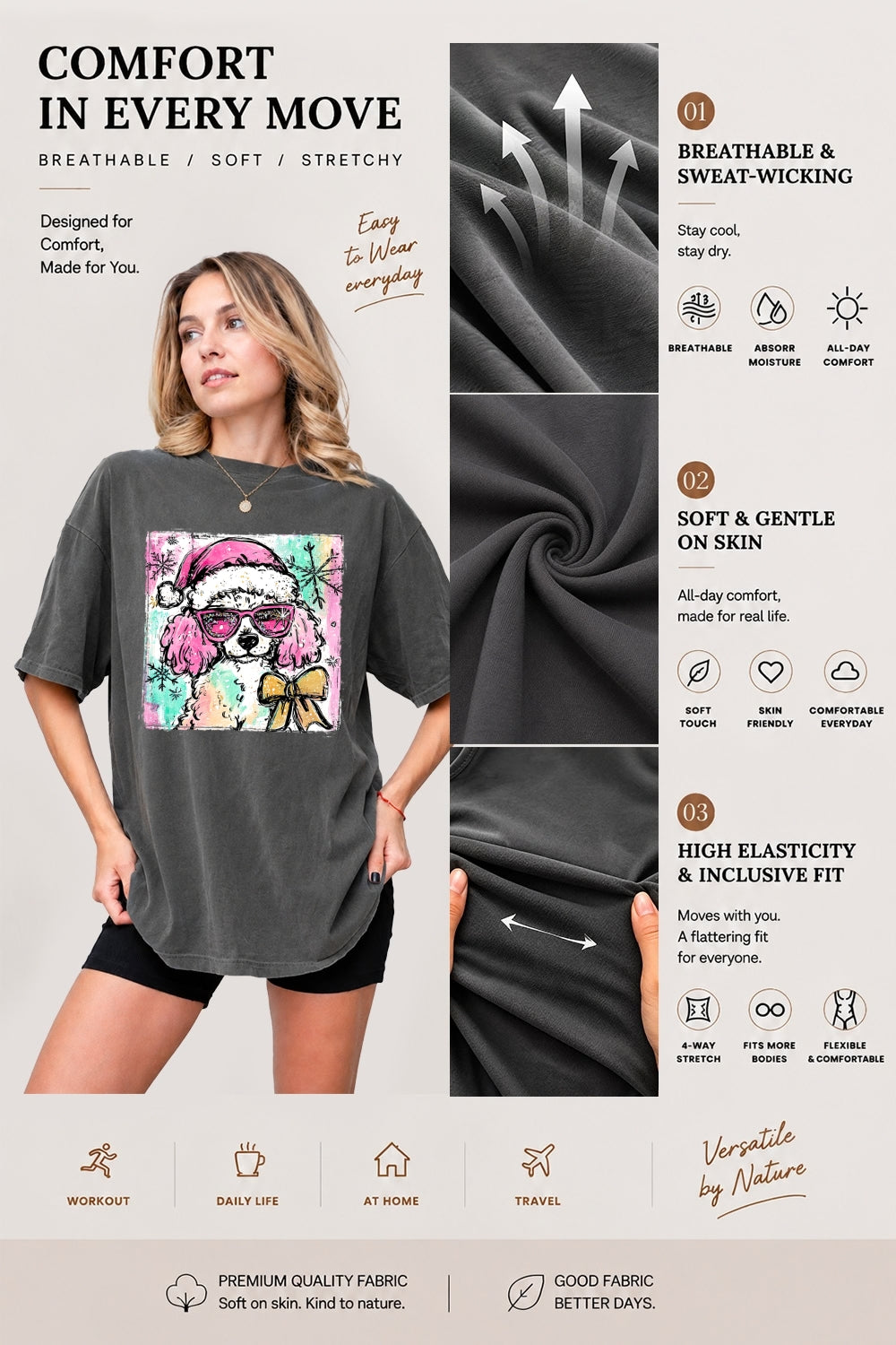 Cute christmas poodle tee