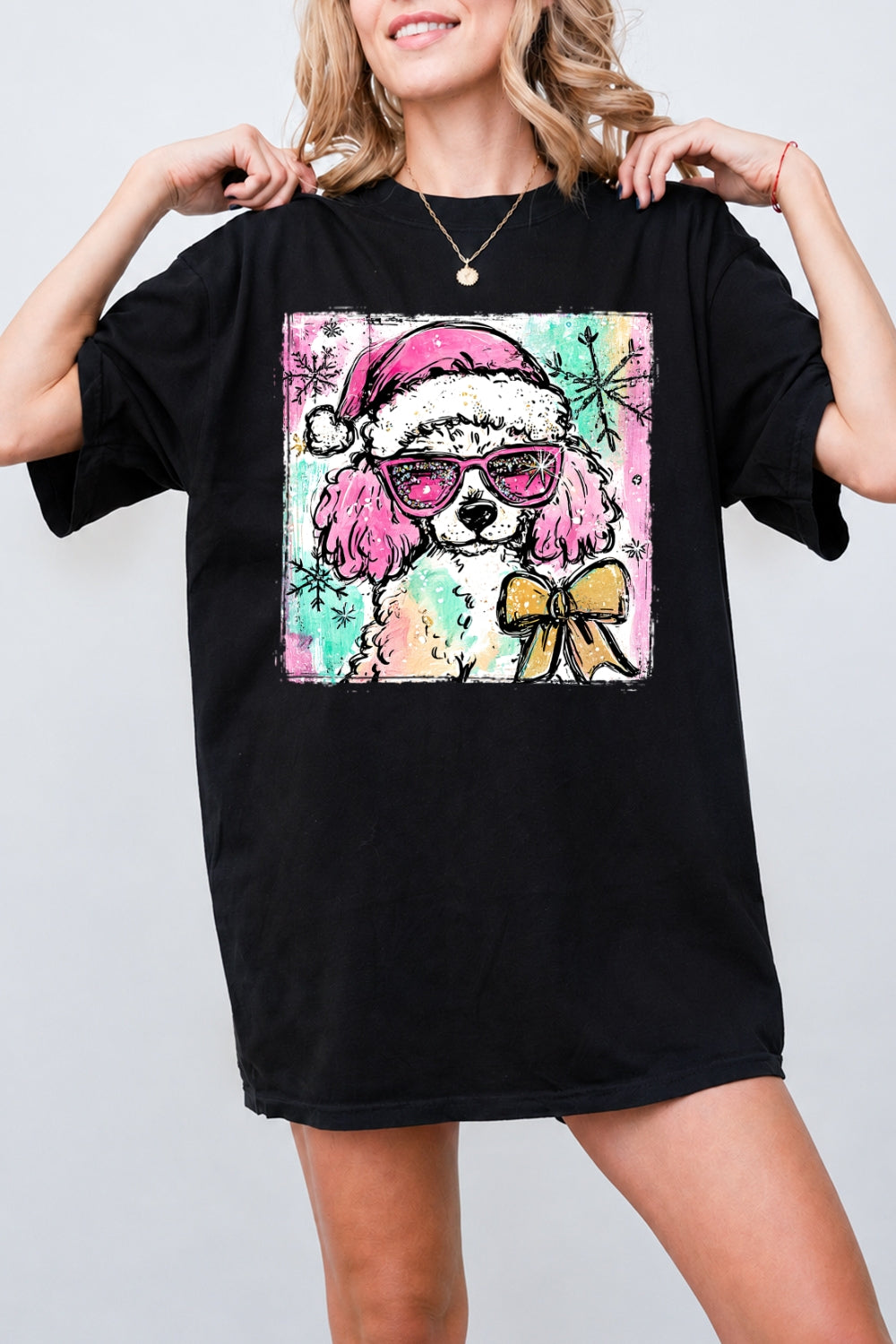 Cute christmas poodle tee