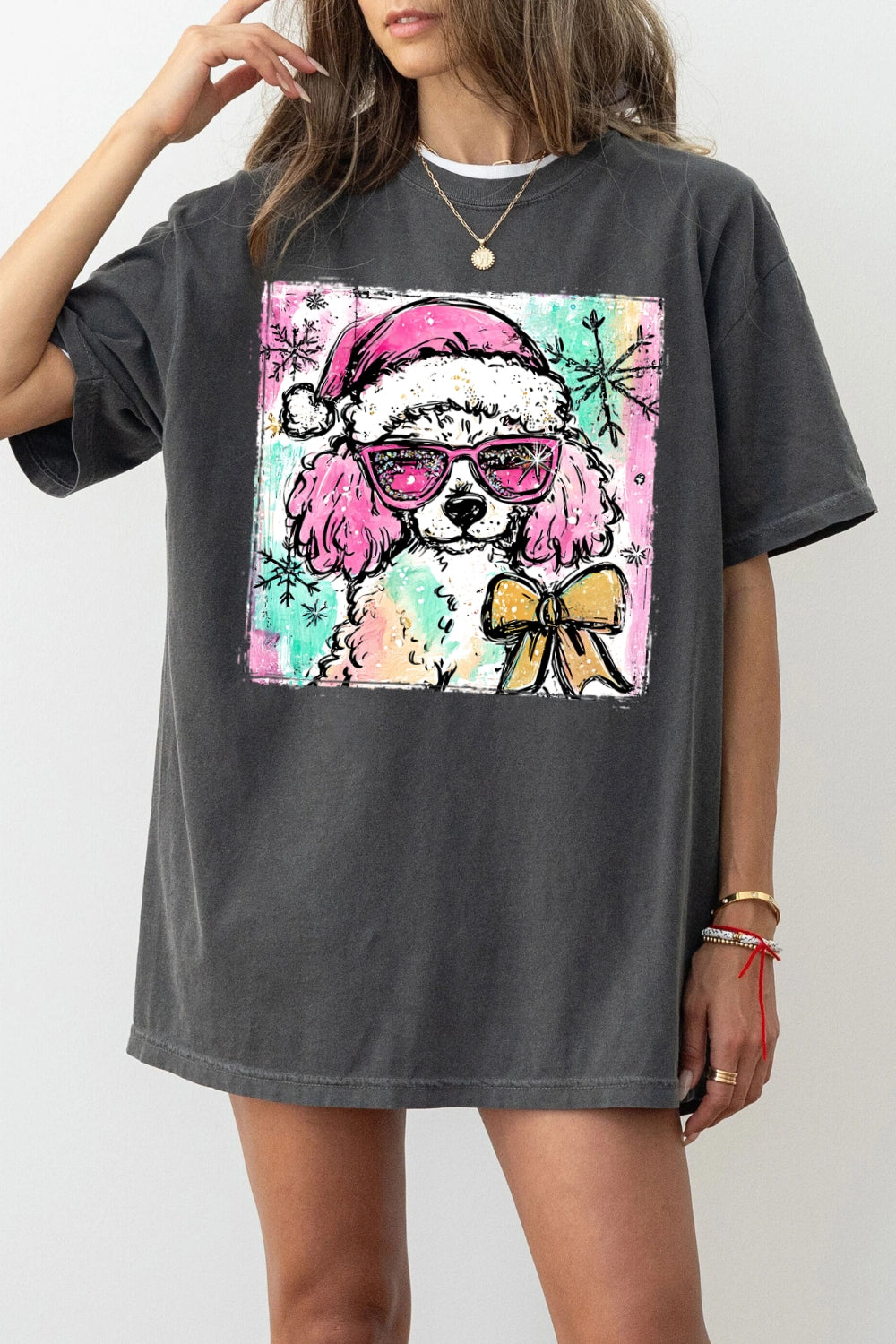 Cute christmas poodle tee