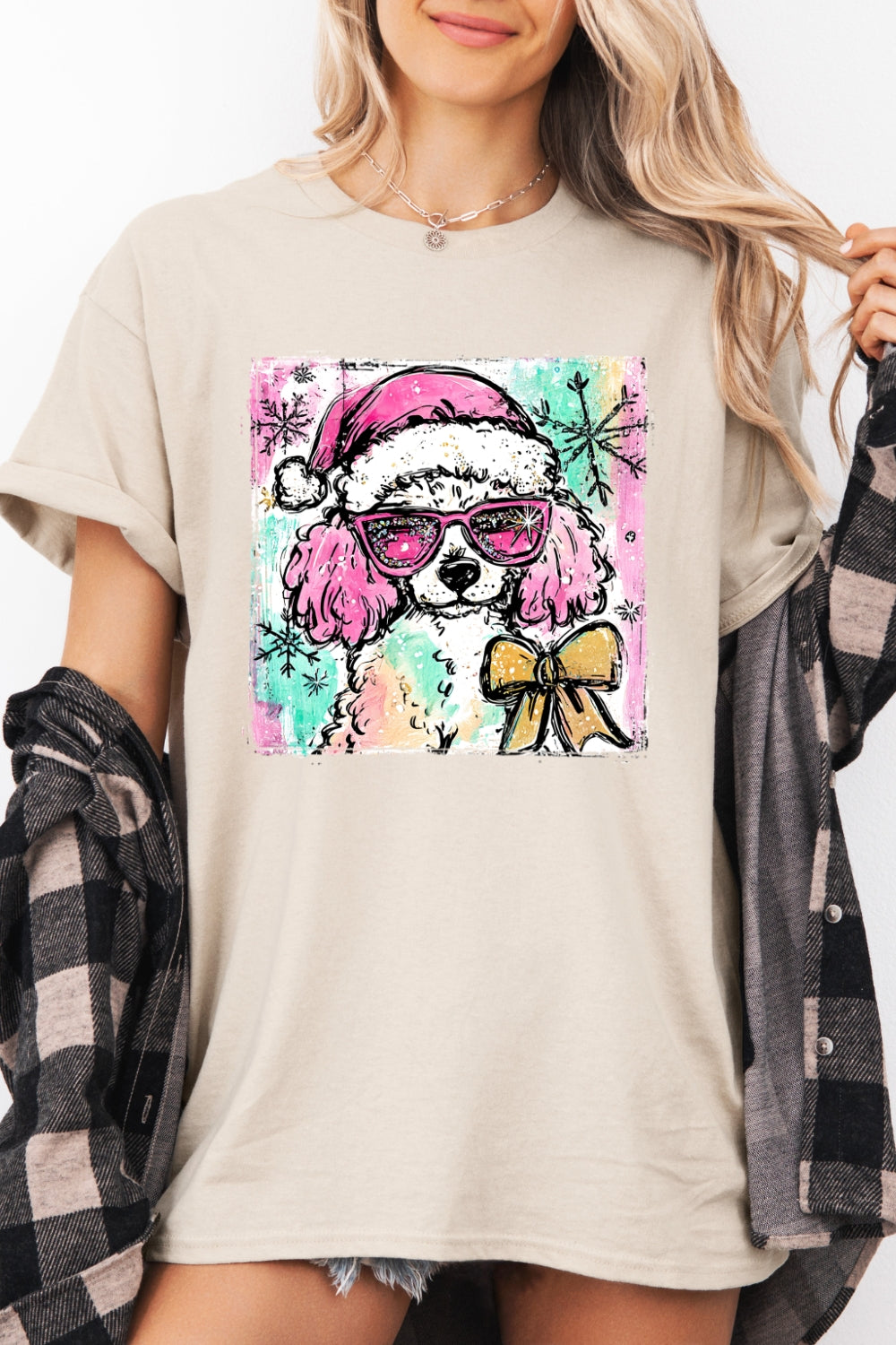 Cute christmas poodle tee