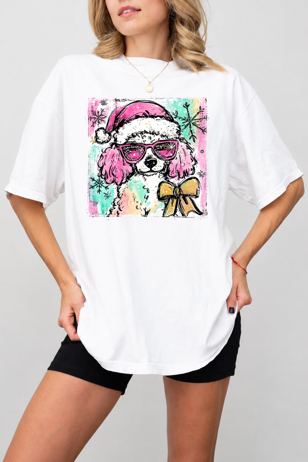 Cute christmas poodle tee