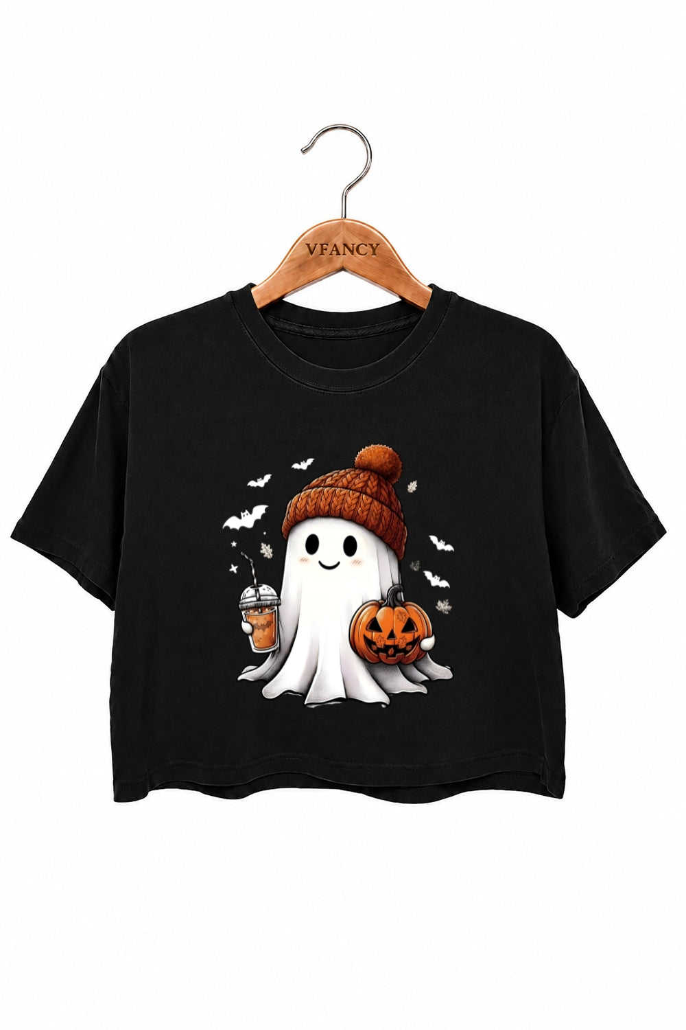Cute ghost with pumpkin crop top
