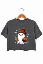 Cute ghost with pumpkin crop top
