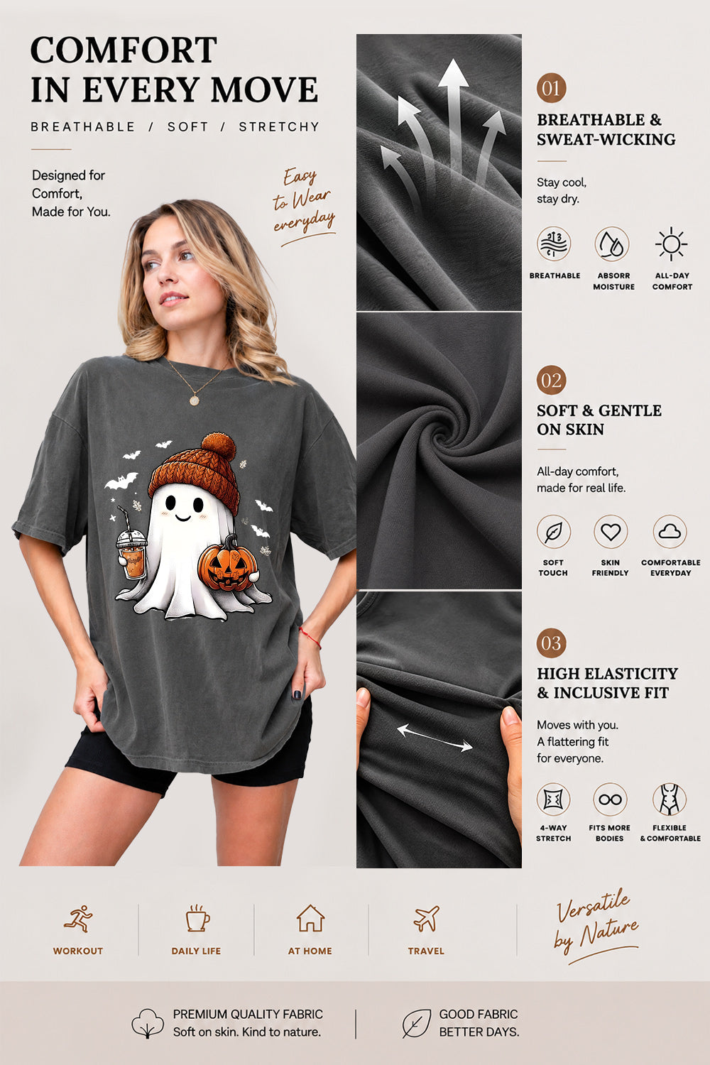 Cute ghost with pumpkin tee
