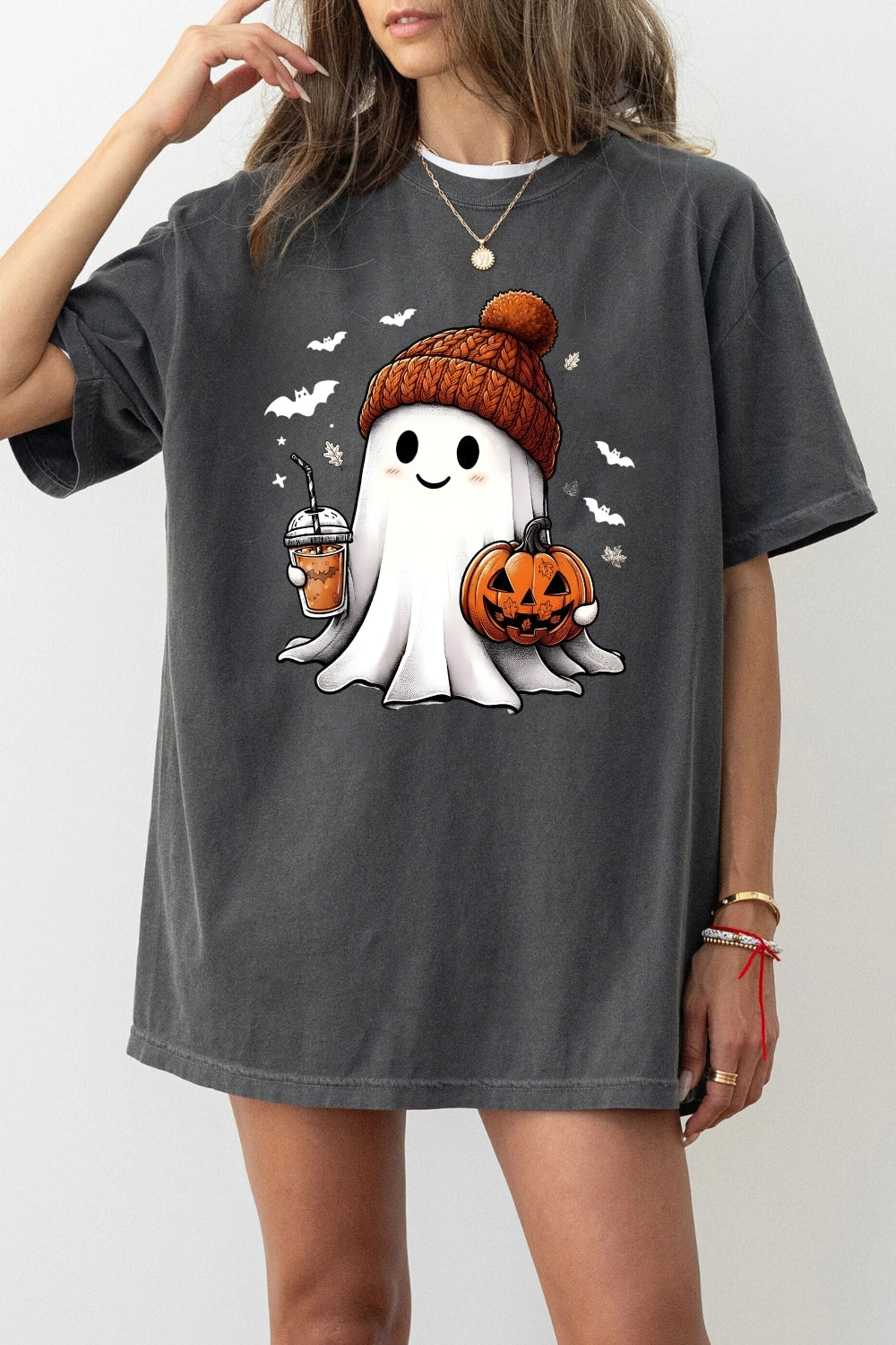 Cute ghost with pumpkin tee
