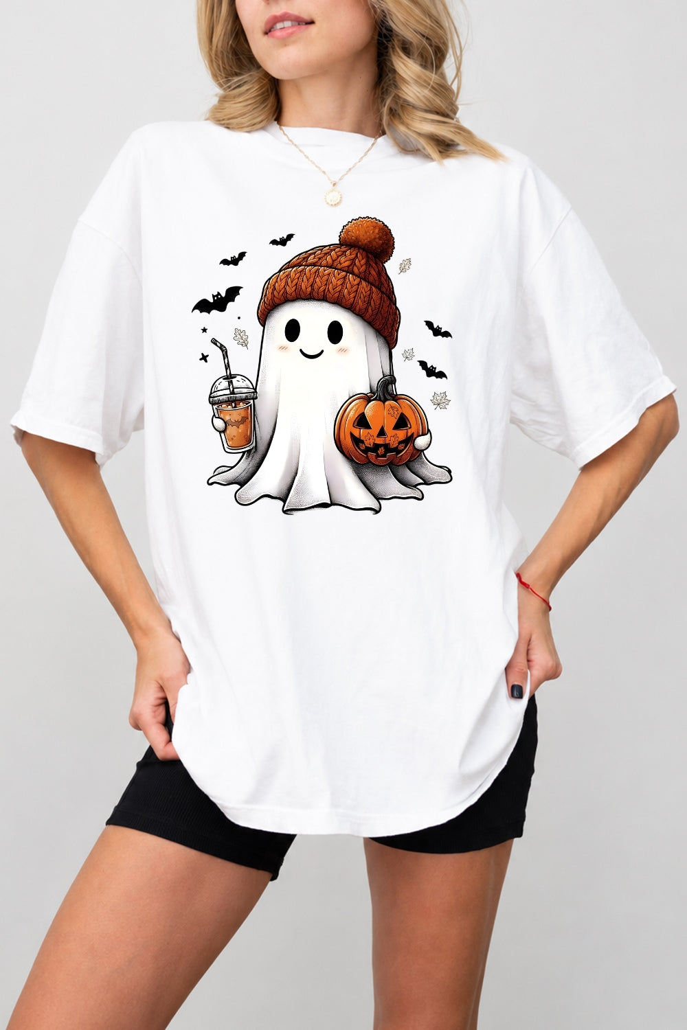 Cute ghost with pumpkin tee