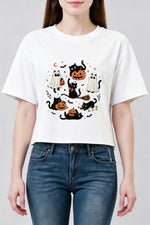 Cute halloween ghost cat crop top
