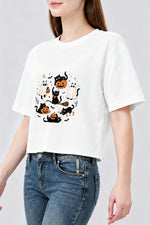 Cute halloween ghost cat crop top