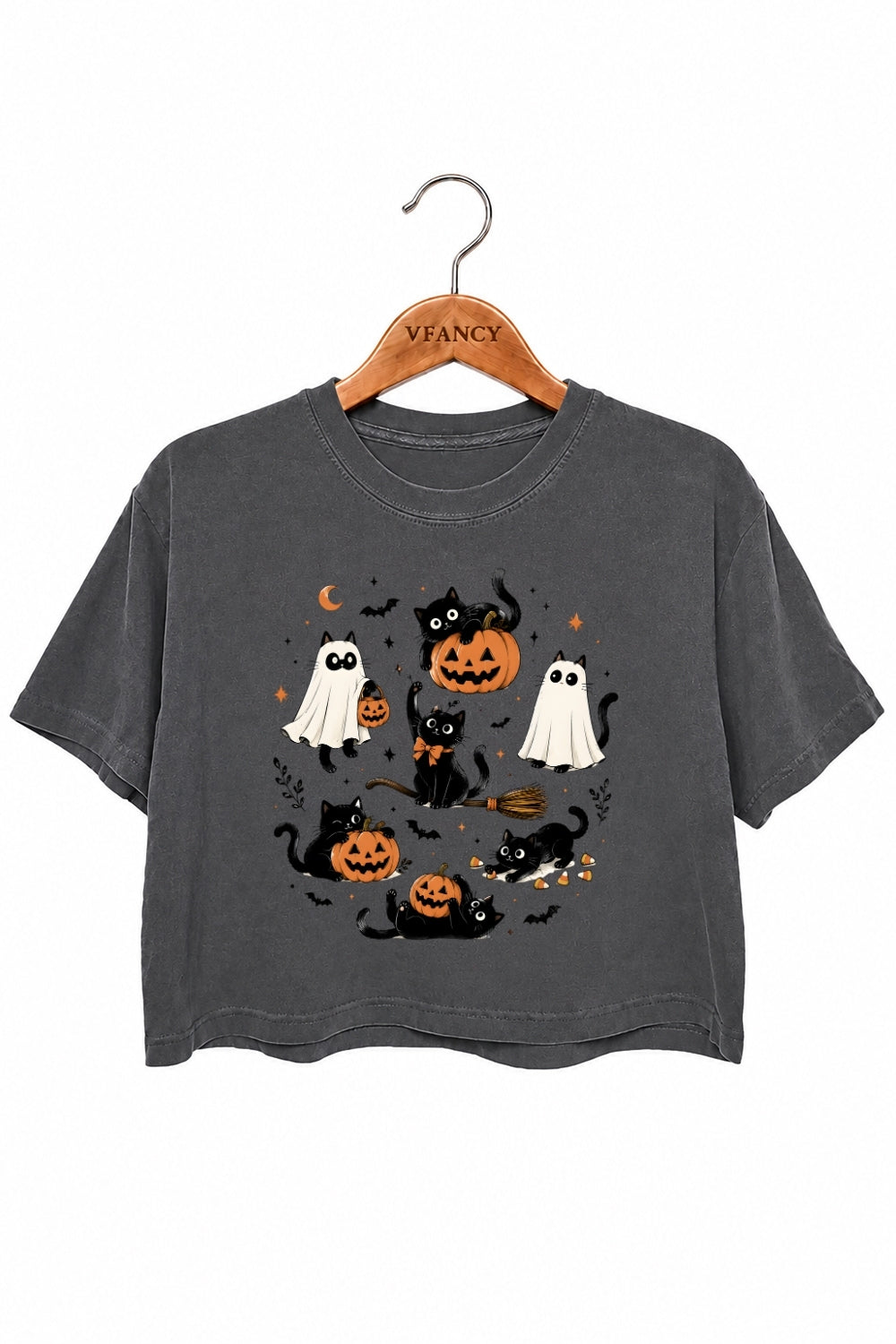 Cute halloween ghost cat crop top