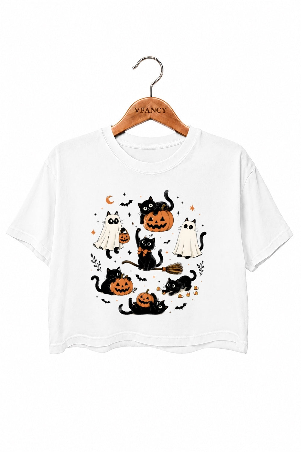 Cute halloween ghost cat crop top