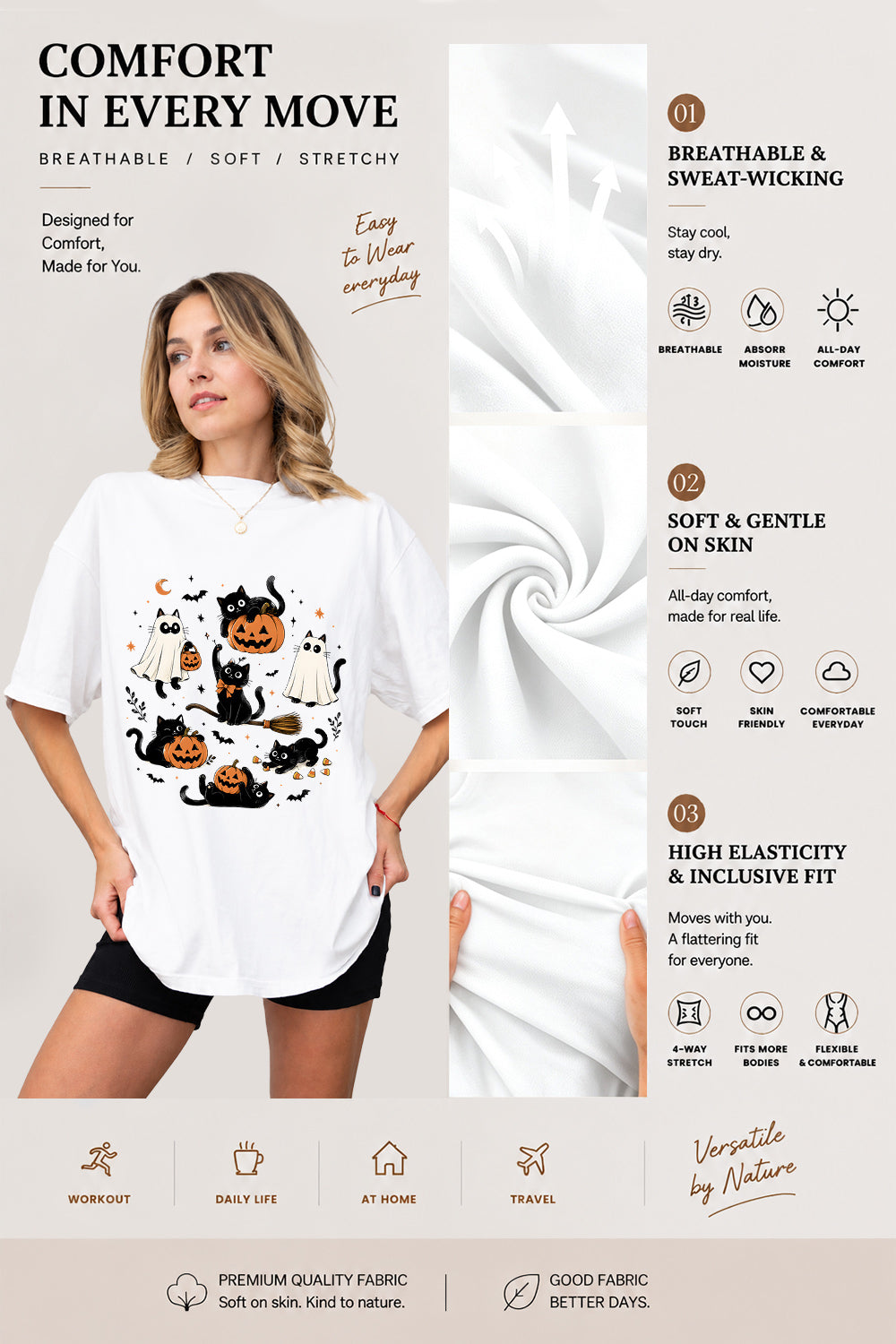 Cute halloween ghost cat tee