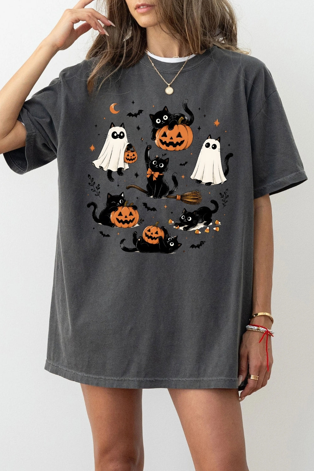 Cute halloween ghost cat tee
