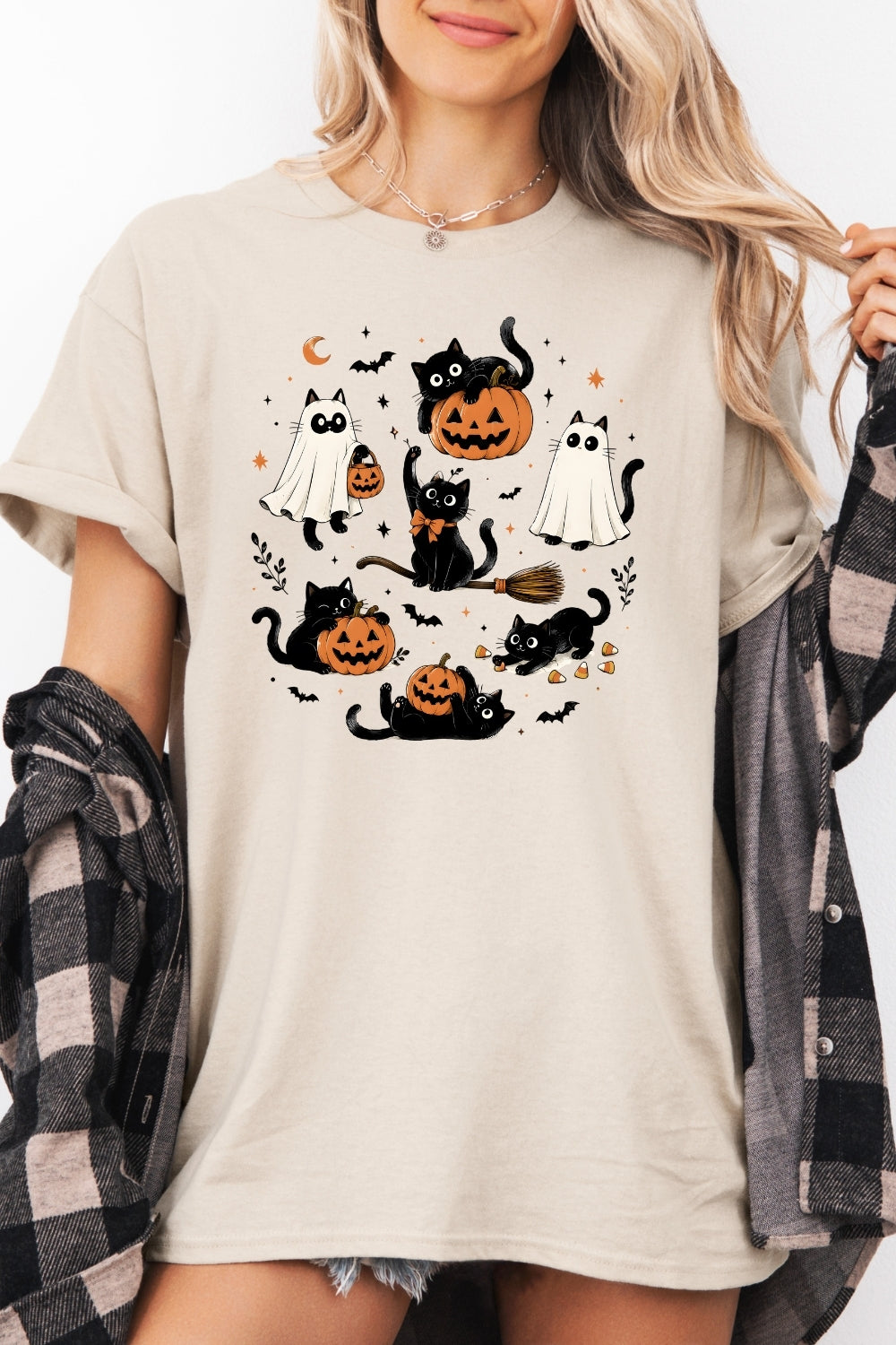 Cute halloween ghost cat tee