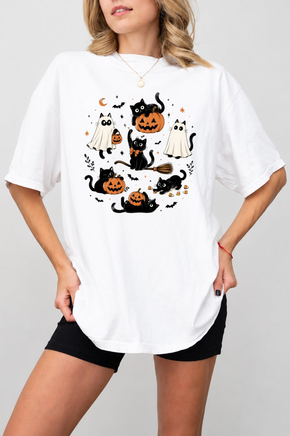 Cute halloween ghost cat tee