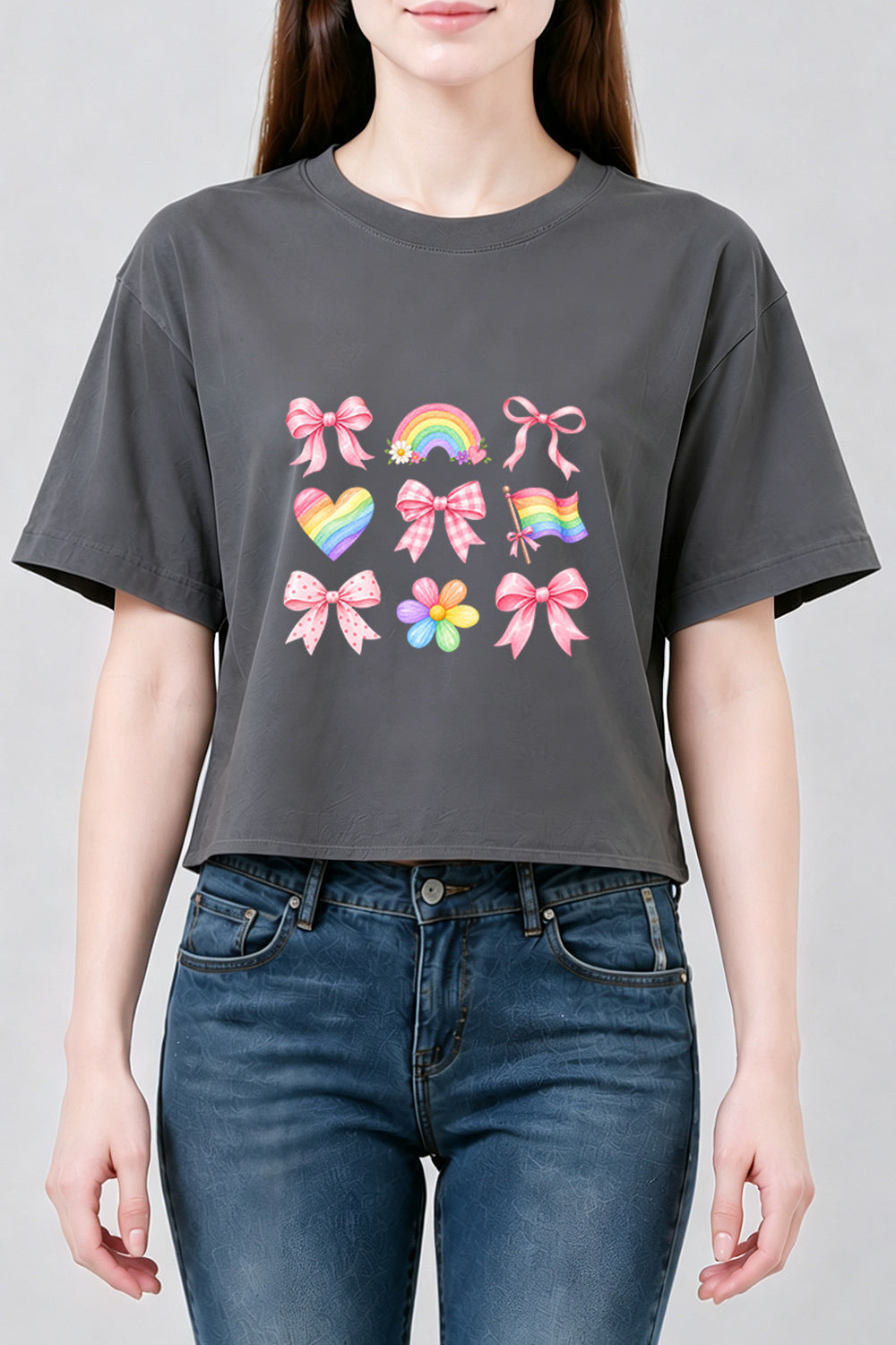 Cute rainbow patterns crop top