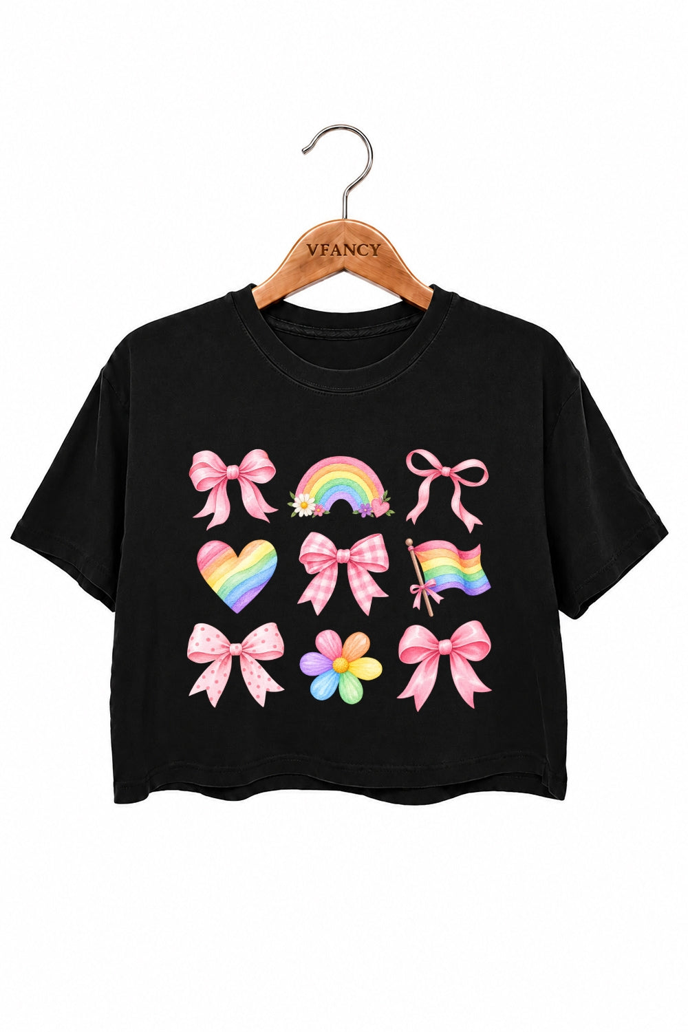 Cute rainbow patterns crop top
