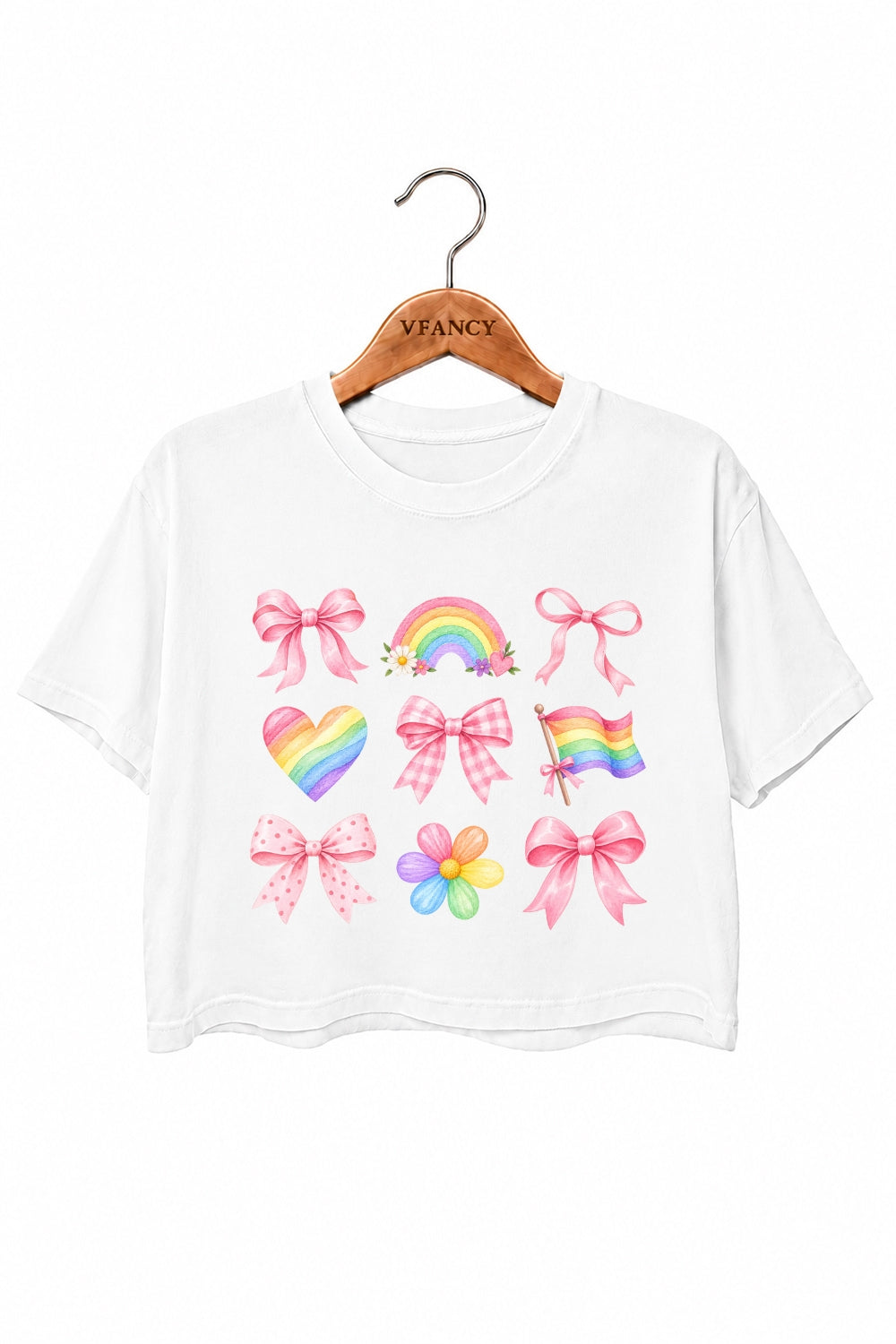 Cute rainbow patterns crop top