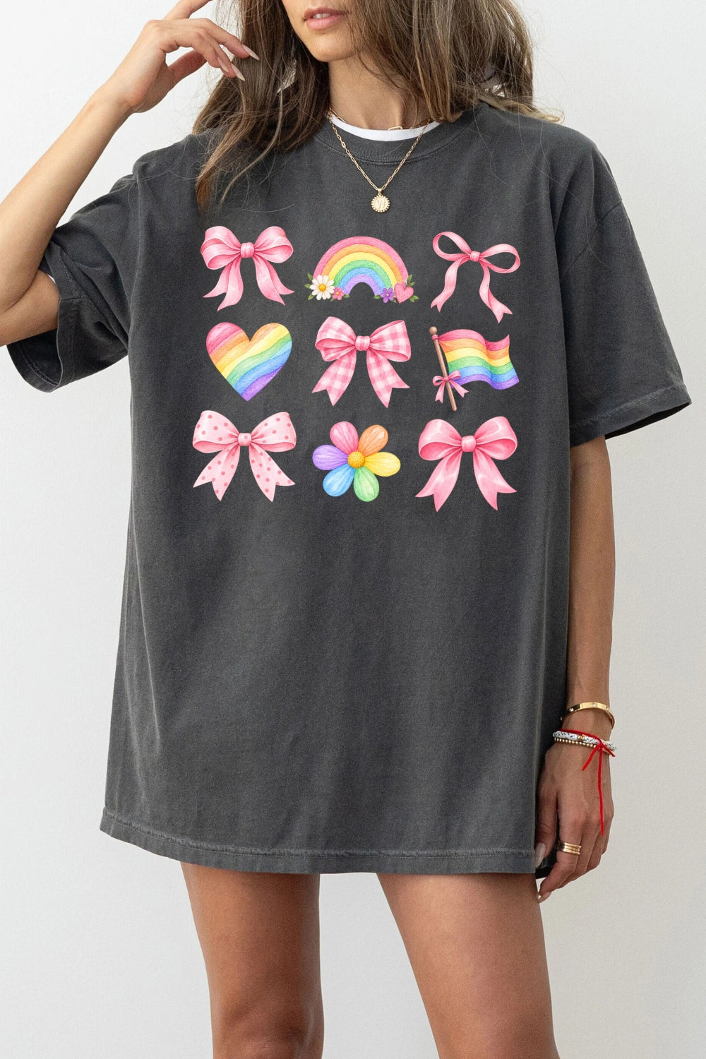 Cute rainbow patterns tee