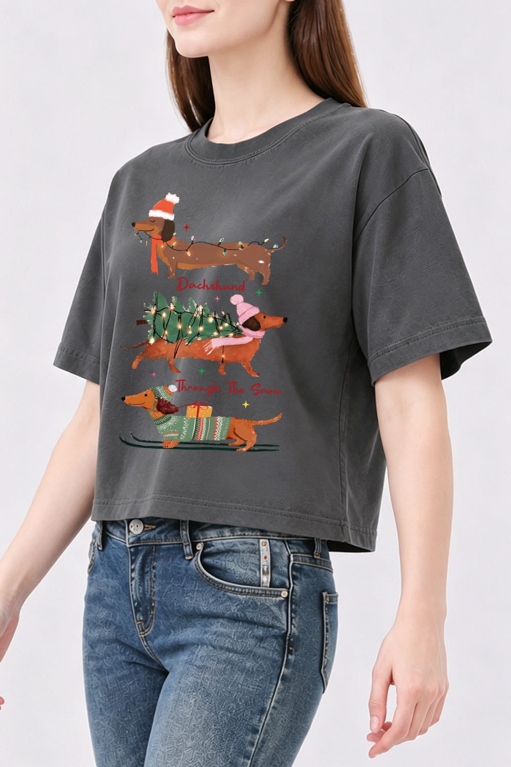 Dachshund christmas vibes crop top