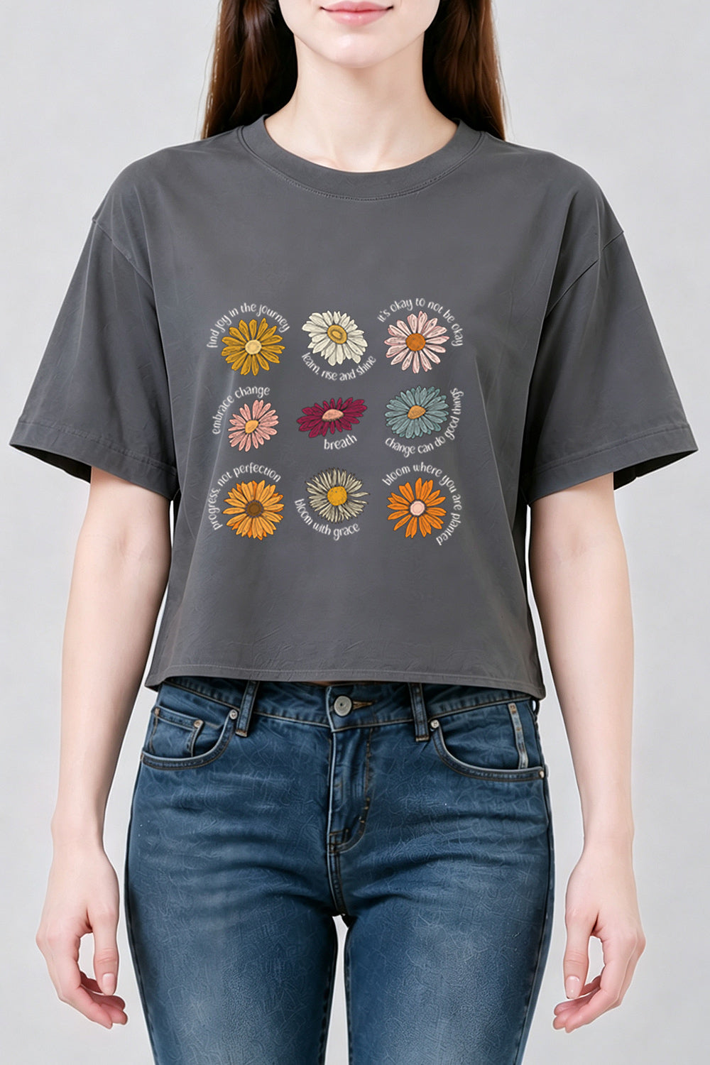 Daisy of warm words crop top