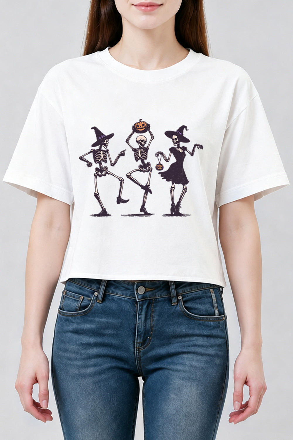 Dancing witches skull crop top