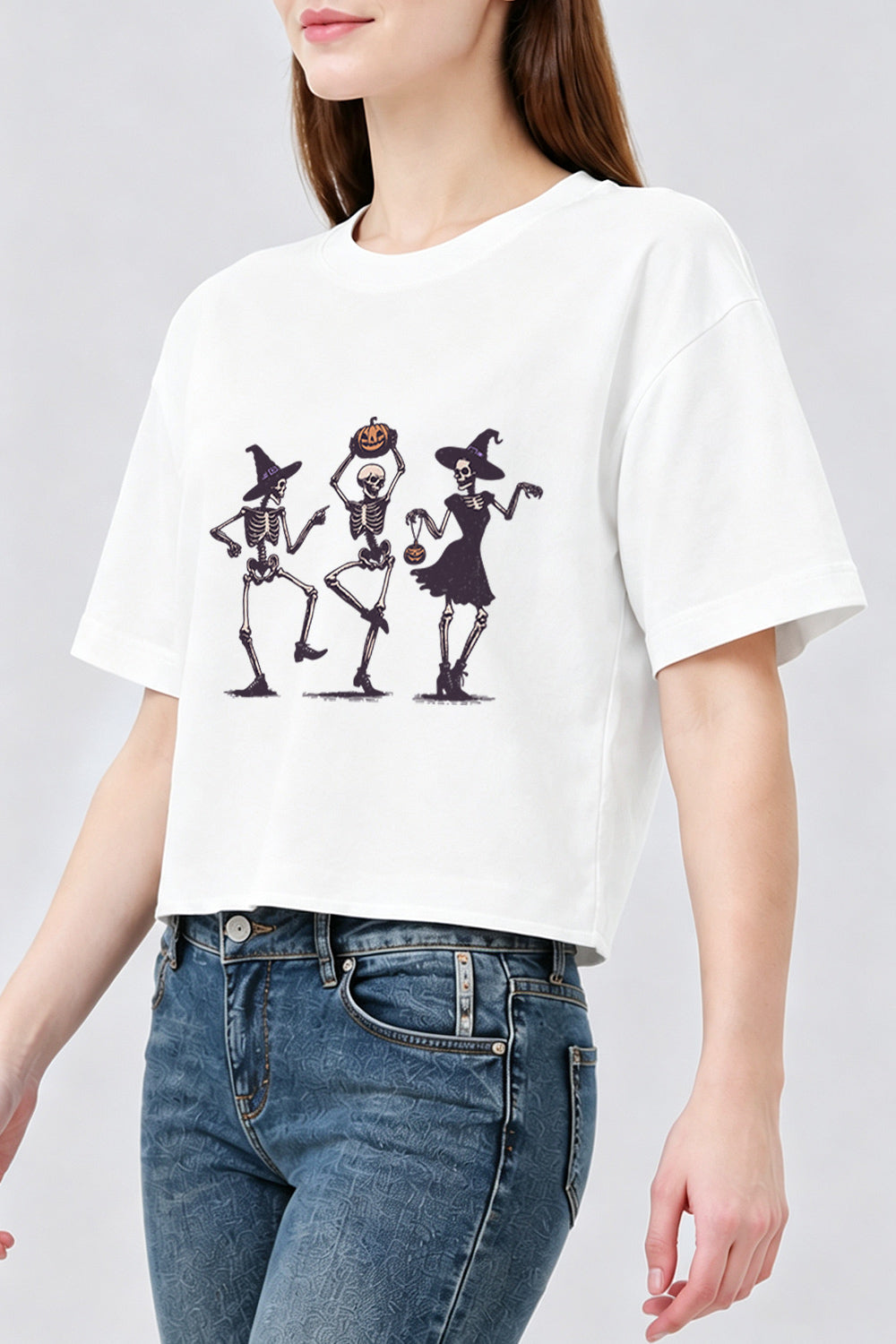 Dancing witches skull crop top