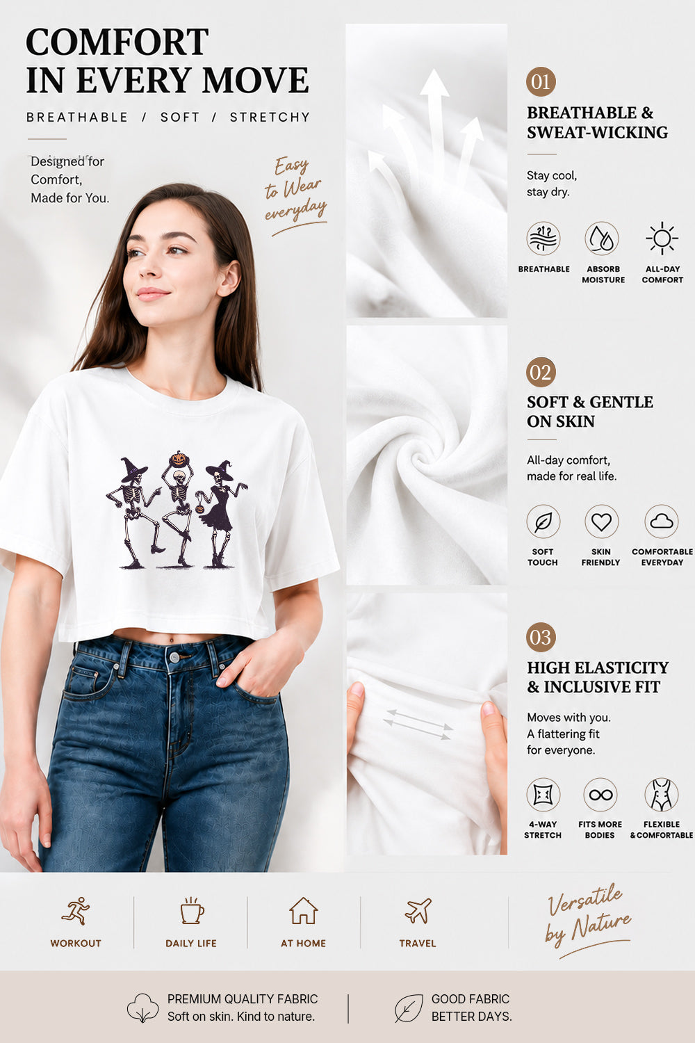 Dancing witches skull crop top
