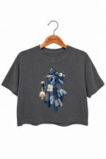Denim patchwork ghost crop top