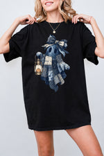 Denim patchwork ghost tee