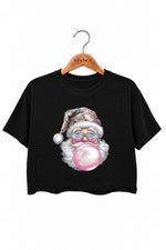 Disco santa blowing bubble crop top