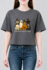 Dogs because people are creepy crop top