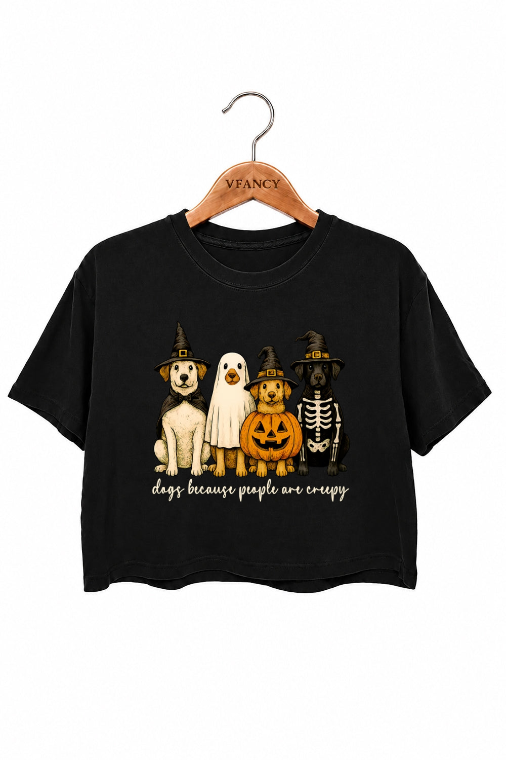 Dogs because people are creepy crop top