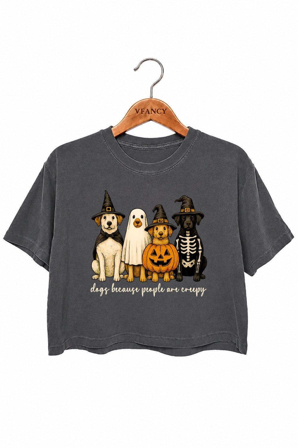Dogs because people are creepy crop top