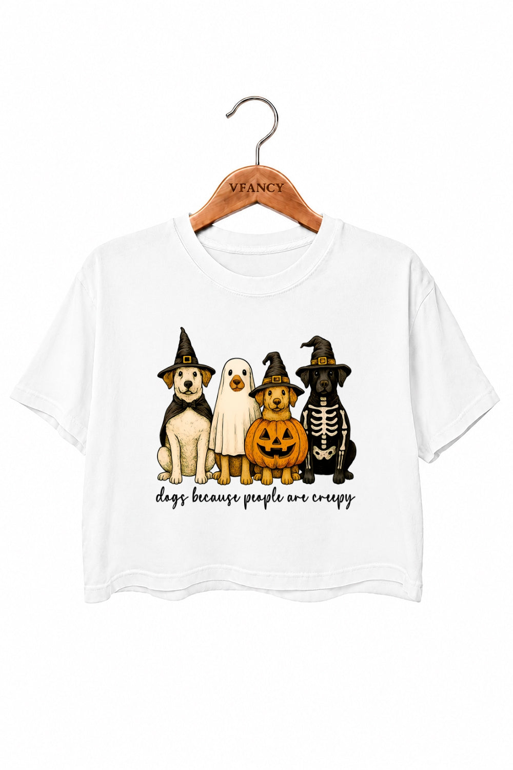 Dogs because people are creepy crop top