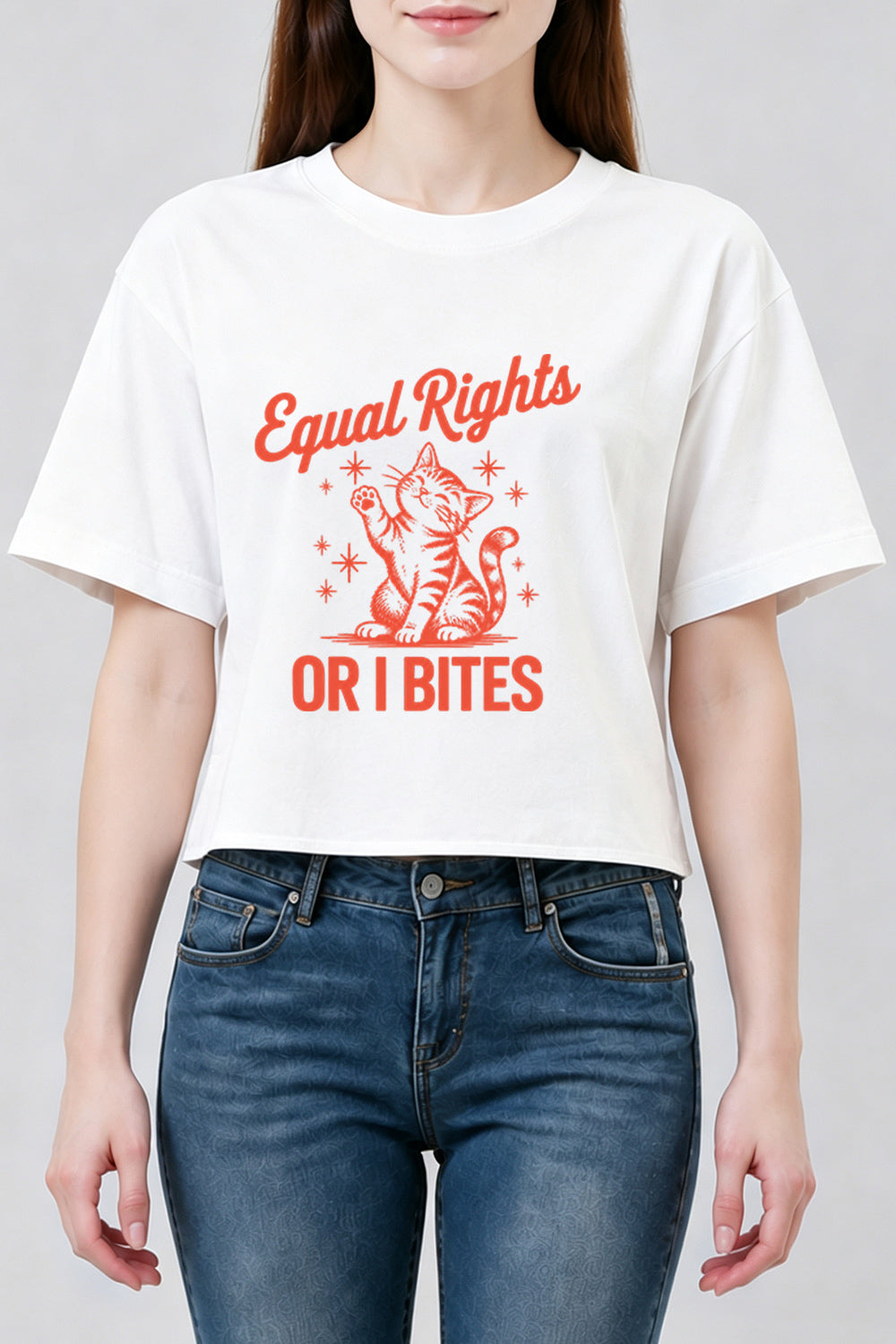 Equal rights or I bites cat crop top