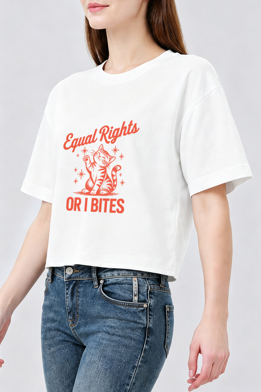 Equal rights or I bites cat crop top
