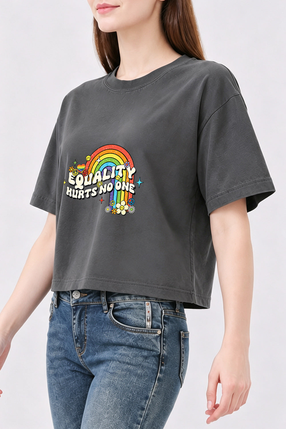 Equality hurts no one rainbow crop top