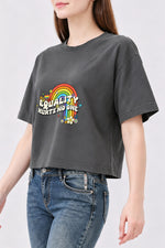 Equality hurts no one rainbow crop top