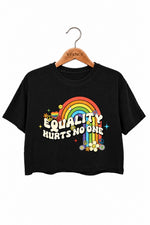 Equality hurts no one rainbow crop top