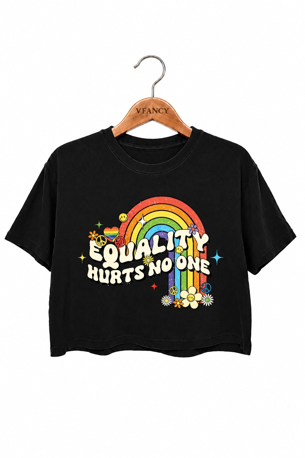 Equality hurts no one rainbow crop top