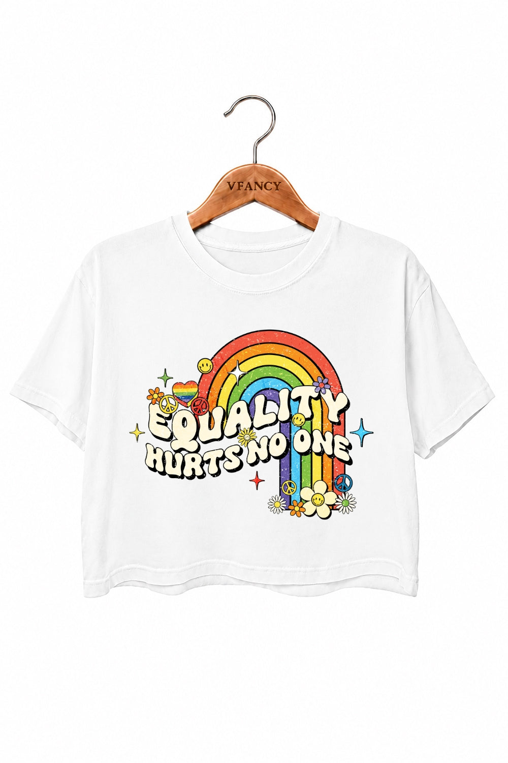 Equality hurts no one rainbow crop top