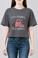Even baddies get saddies raccoon crop top